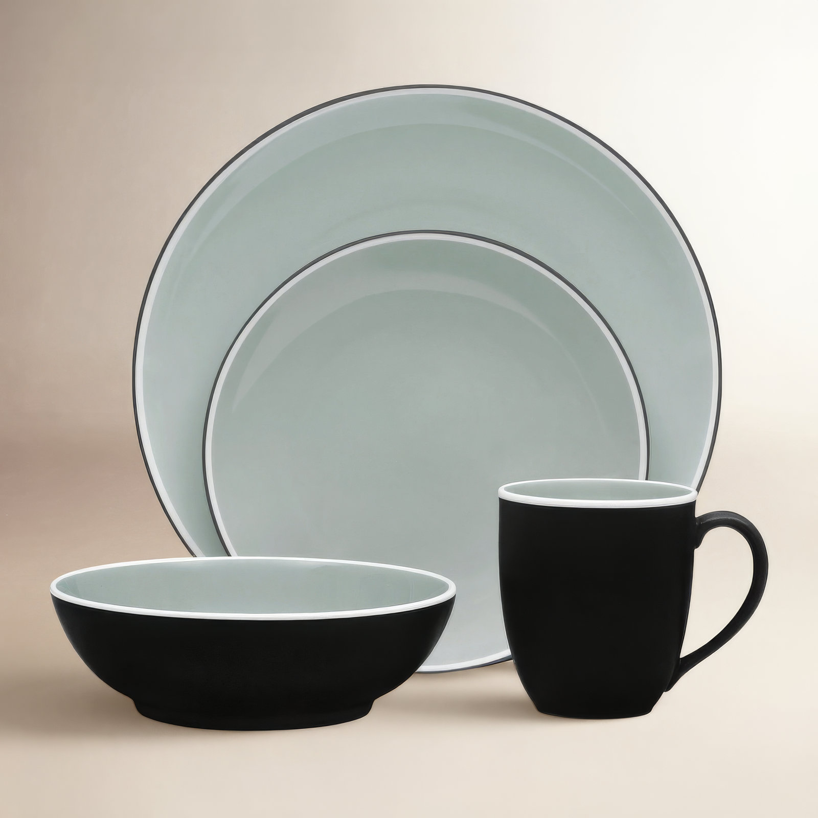 ColorTrio Porcelain Dinnerware Set, Graphite