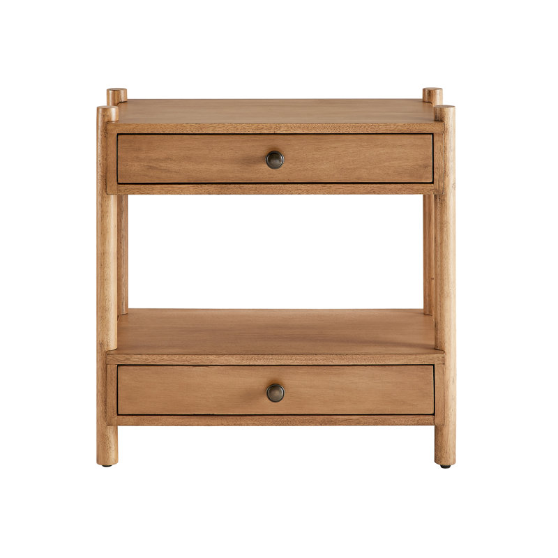 Wood Nightstand End Table with Two Drawers