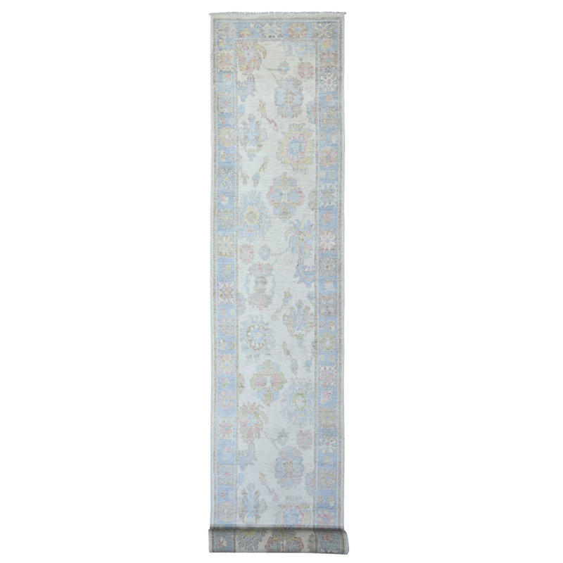 Tapis de couloir nouvel âge en laine ivoire 2 pi 8 po x 19 pi 1 po Zikiya