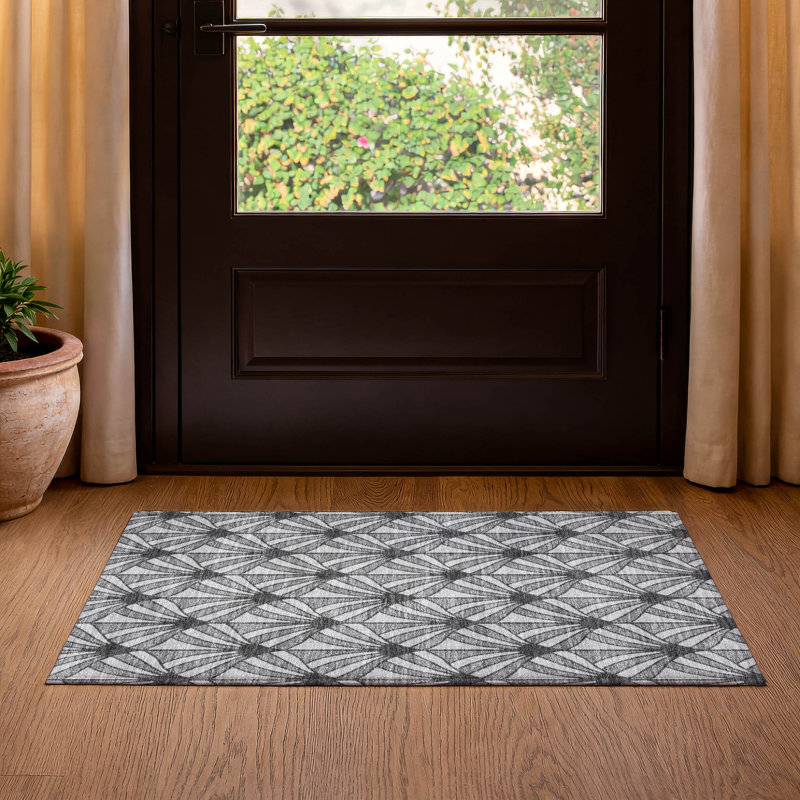 Premium Machine Washable Mayfield AMF2426 Striped Rug, Gray, 2'6" x 3'10"