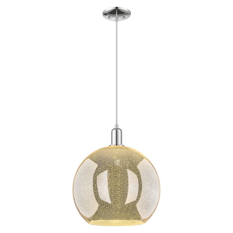 Mini-luminaire suspendu 1 lumière Arcadia - Athens, H 13,63 po x l 13,75 po x P 13,75 po, Mercure, Chrome poli