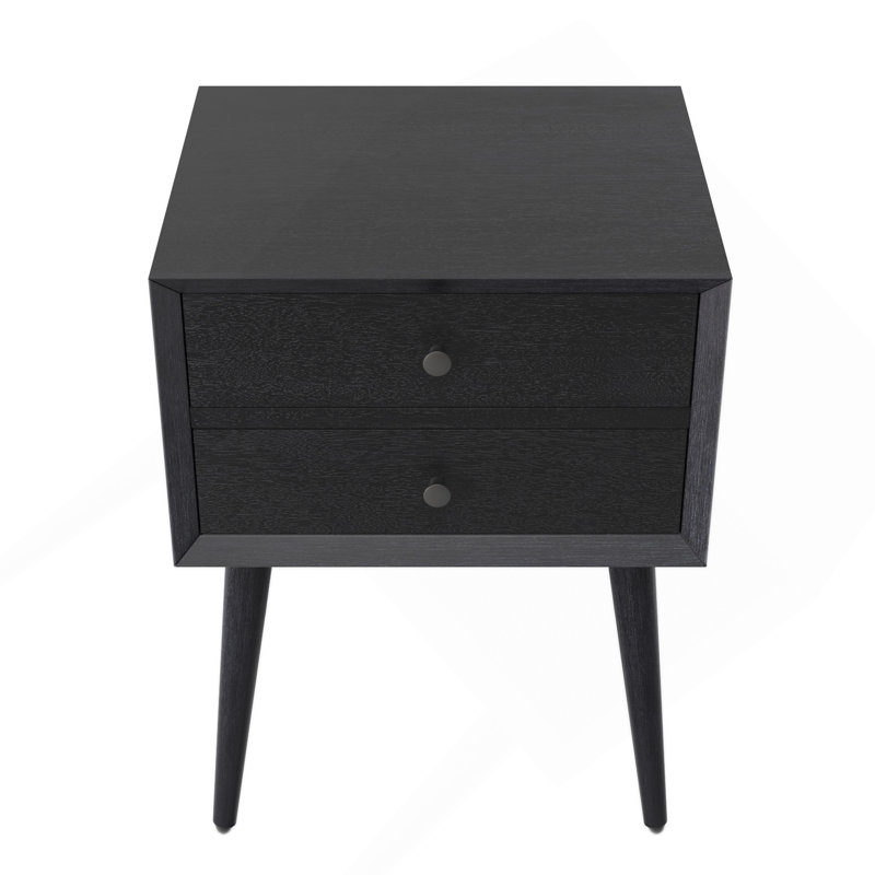 Table de chevet avec 2 tiroirs, noir