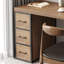 Bureau rectangulaire en bois massif de couleur noyer avec armoire à tiroirs-1958269012