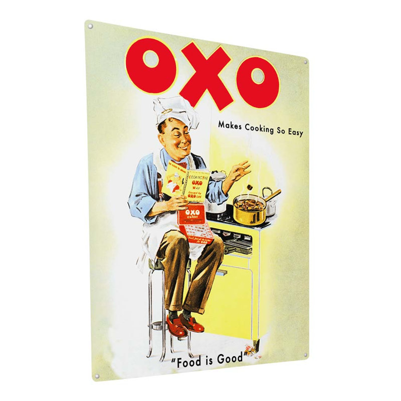 OXO rétro, cuisson sur impression métallique, H 23,2 po x l 17,2 po x P 0,04 po