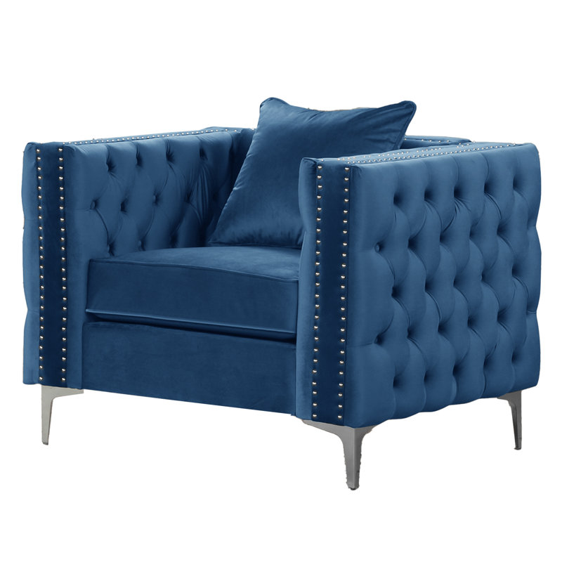 Martens Velvet Armchair, Blue Velvet