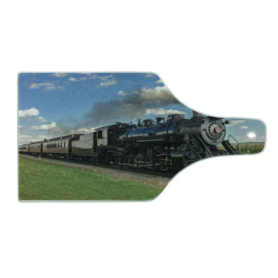 Ambesonne Steam Engine Tempered Glass Cutting Board Countryside Train Blue Green Black