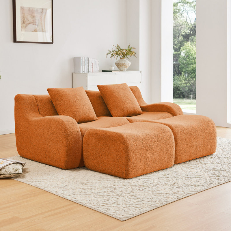 Canapé doux en tissu désossé, conception antidérapante, chaise longue d'assemblage, accoudoirs incurvés, support ergonomique, éponge à haute densité 32D, pour les salons