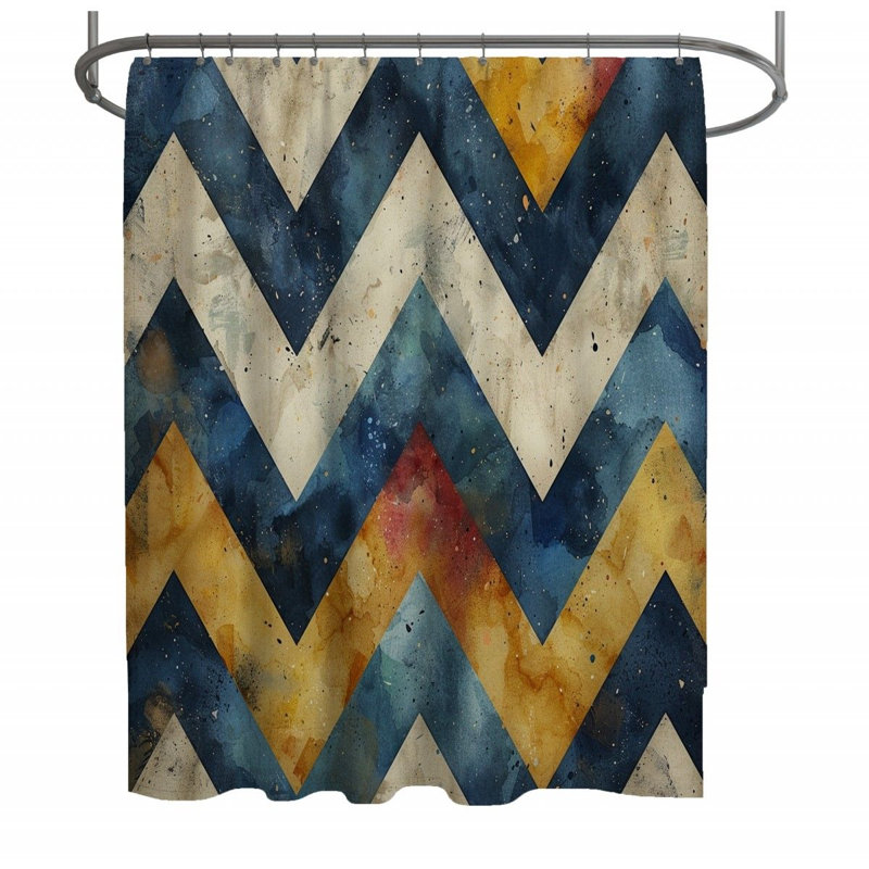 Abstract Art Chevron Shower Curtain, 83"H x 70"W