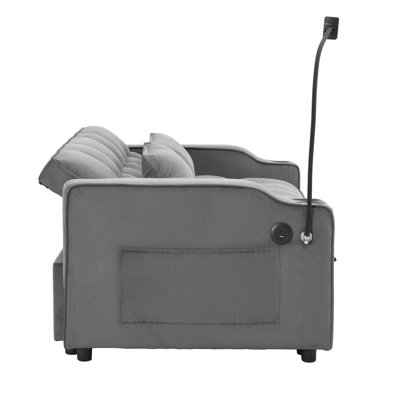 Bed With Trundle, High - Quality Velvet 2 Seat, Convertible To Sleeper Or Recliner, Adjustable Back For Sitting, Lying, Sleeping, Easy Clean And Maint by Mercer41