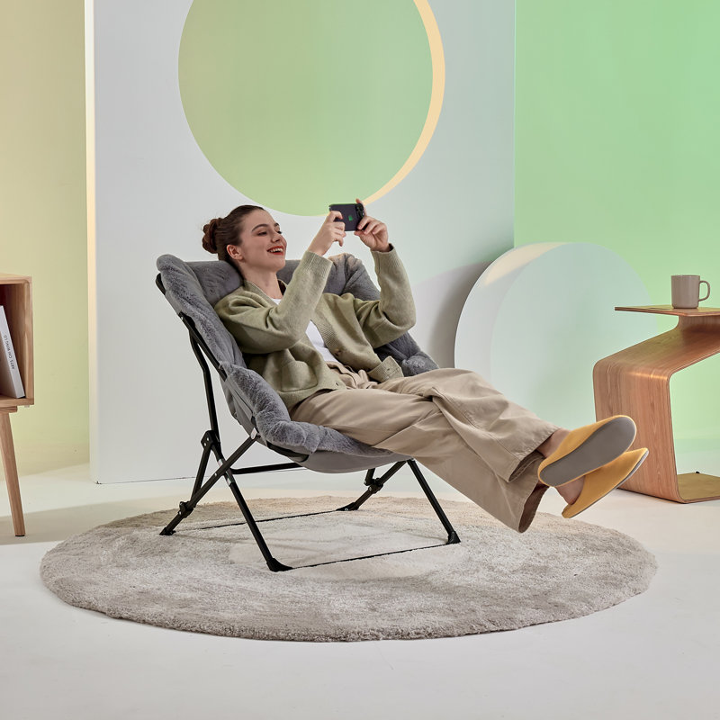 Chaise pliante empilable rembourrée en similicuir R Peace, Gris / Noir