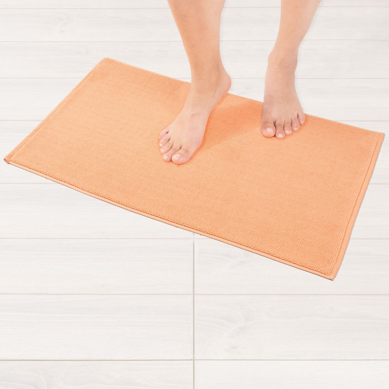 Chemung 100% Cotton Non-Slip Bath Rug, 24" L x 17" W, Malibu Peach