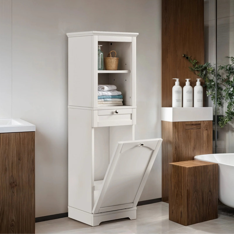 Armoire à panier à linge inclinable H 53 po avec panier, Blanc