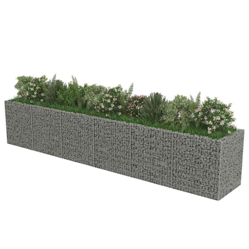 Gabion Raised Bed Silver Galvanized Steel 21.3" x 35.4" x 39.4" Garden Planter Outdoor, 21.3" H x 21.3" W x 39.4" D