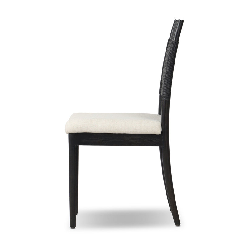 Harlee Upholstered Dining Chair, Distressed Black Ash
