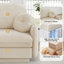 Canapé modulaire en chenille avec coussins ronds, coussins de dossier matelassés et assise profonde Chenille-216749098