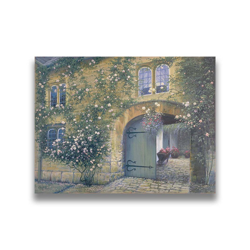 Cobblestone Courtyard par Charles, Pas de tapis, Toile tendue, H 12 po x l 16 po