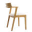Chaise de salle à manger de style campagne moderne avec siège rembourré - bois de chêne massif, dossier sculpté et accoudoirs courts-120743900