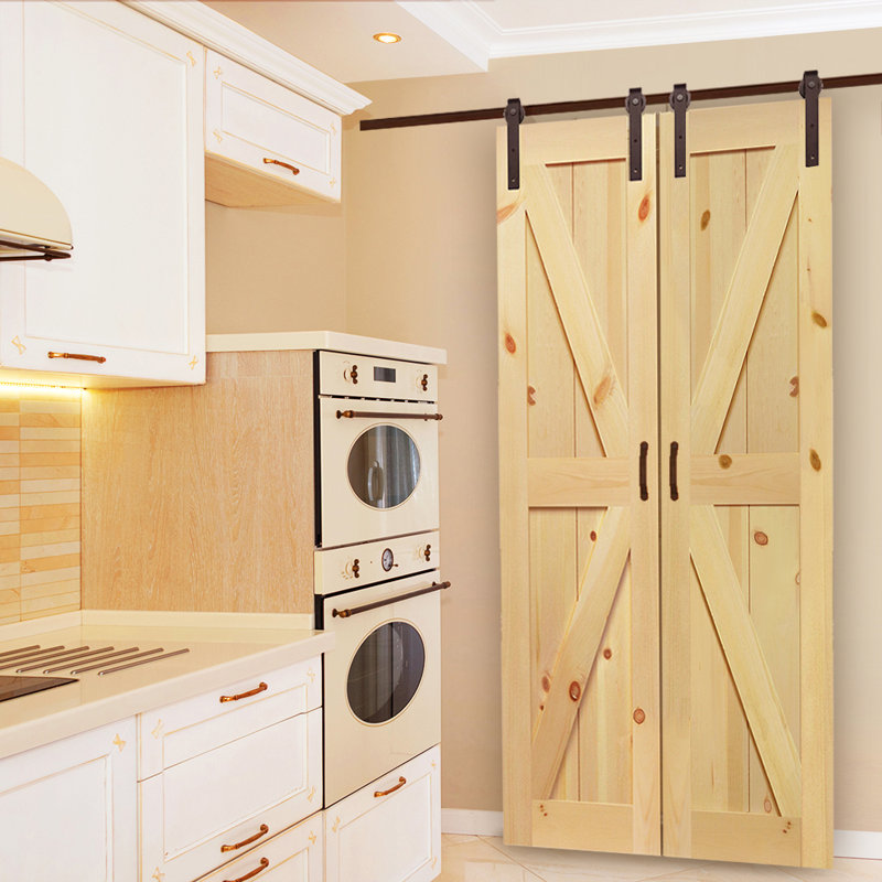 Black Steel Sliding Barn Door Hardware Kit for 18 in. Doors