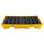 Palette de confinement de déversement, plateforme modulaire de confinement de déversement à profil bas pour 4 cylindres, puisard de 31 gallons, capacité de charge de 8818 lb, plateau en polyéthylène robuste avec drain, 51,4 po x 50,4 po x 5,9 po, jaune