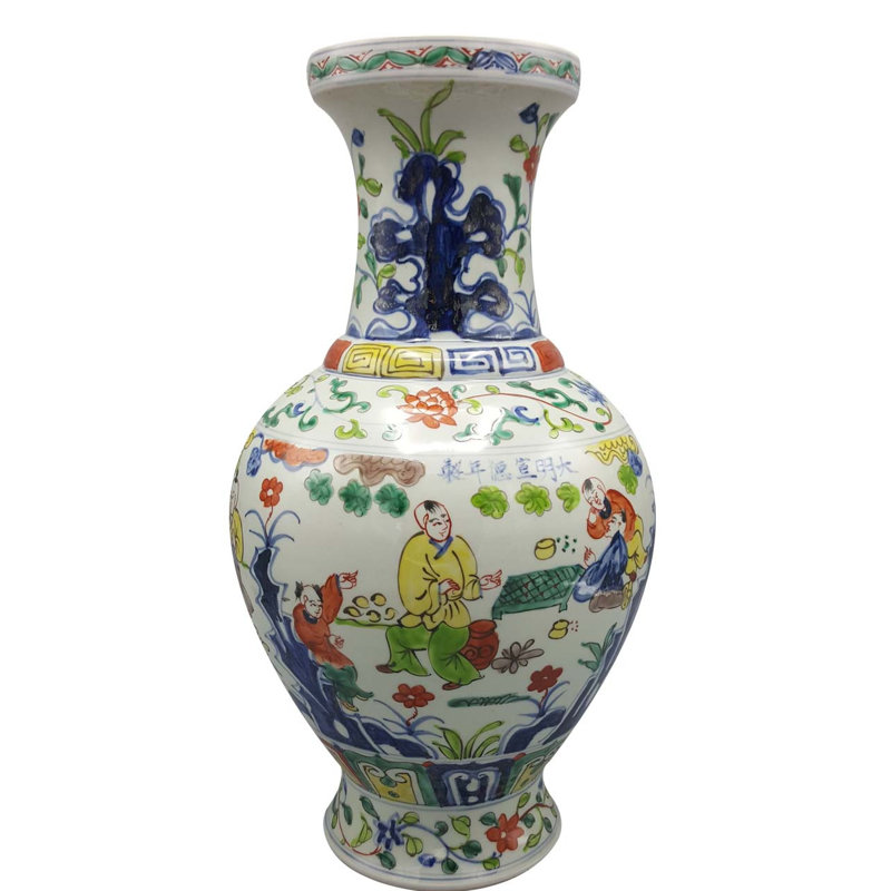  Chinese porcelain vase 7-ring '1000 children' pattern