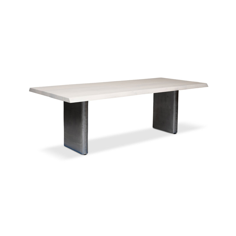 Colin Dining Table Cast Slab Base, 29.75"H x 92"L x 40"W, White Wash