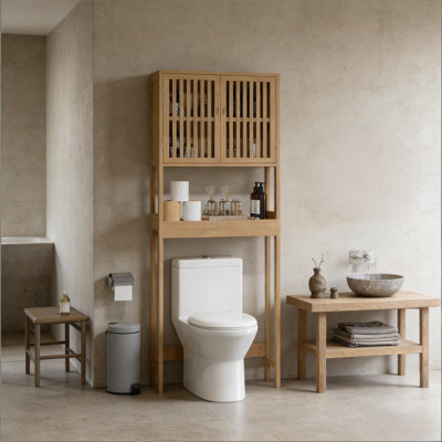 Armoire de rangement pour salle de bain, rangement au-dessus de la toilette avec tablettes réglables et design moderne