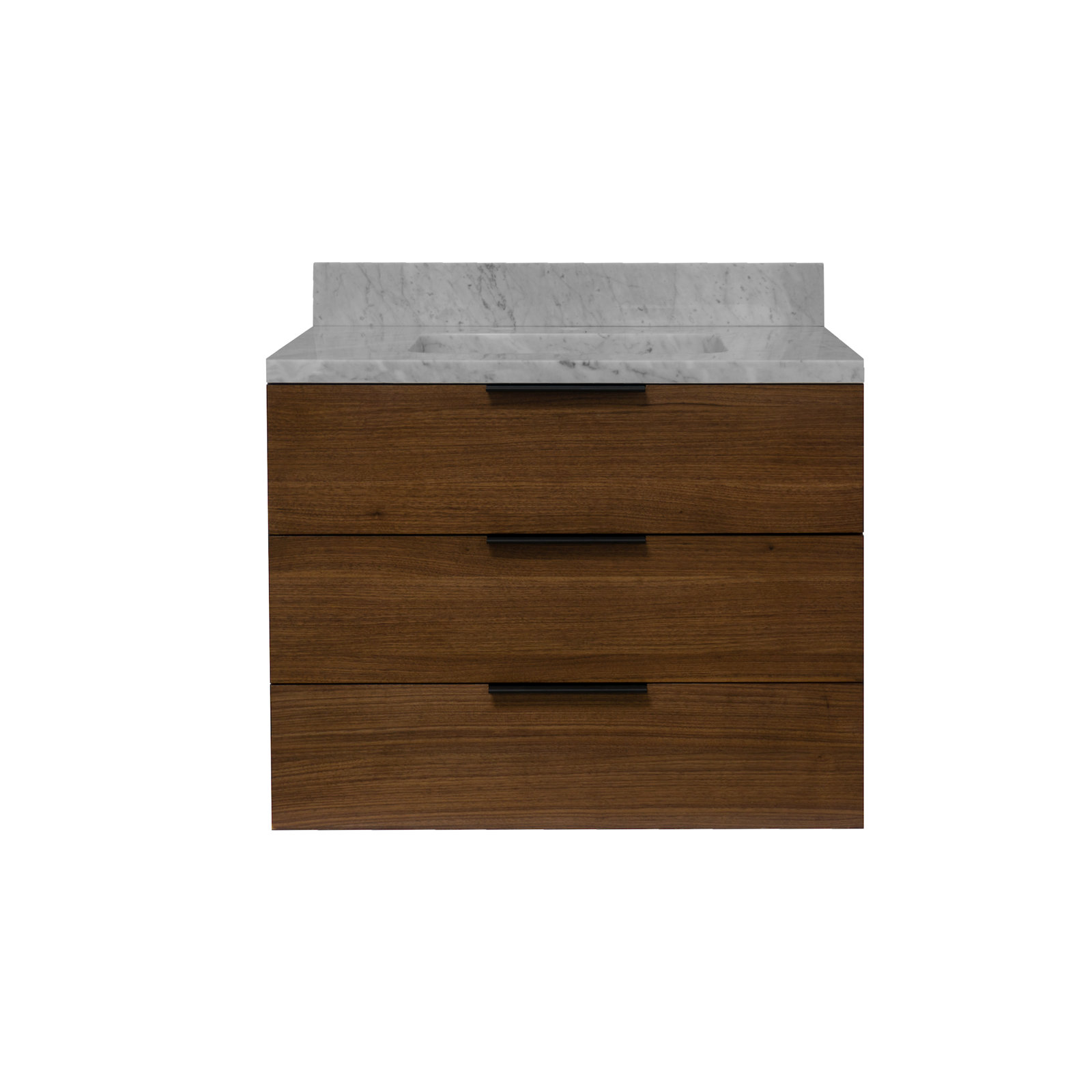 Mitchell 30'' Single Bathroom Vanity, Walnut, Carrara Marble