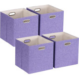 4-pack Purple Fabric Cube Storage Bins With Handles
