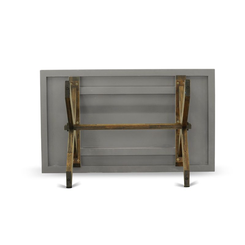 Ensemble de salle à manger 7 pièces comprenant une table de salle à manger rectangulaire avec pieds en X et 6 chaises de salle à manger Parsons en tissu kaki foncé