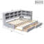 Lit de jour simple TG à très grand avec tiroirs de rangement, armoires, éclairage DEL et ports USB, gris multifonctionnel-1067380636