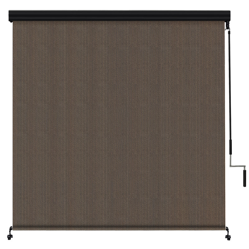 Manivelle extérieure en tissu avec abat-jour extérieur en aluminium, Moka, L 84 po x L 96 po