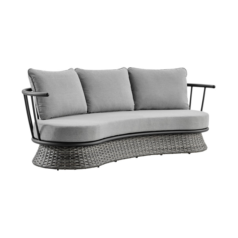 Canapé d'extérieur Gloucester en osier et aluminium noir et gris foncé