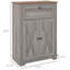 Gray Cupboard. Double Doors, Drawer And Adjustable Shelf. For Bedroom Living Room. Abundant Storage. Tipping. Made Of Particleboard. 23.5" X 11.75" 34.5 Sideboard Cabinet, - Style With Ample Storage,