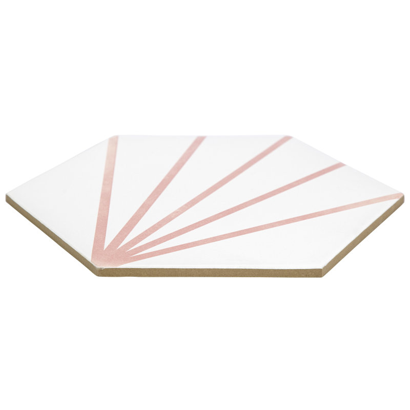 Rayon de soleil hexagonal gris foncé, Rose clair
