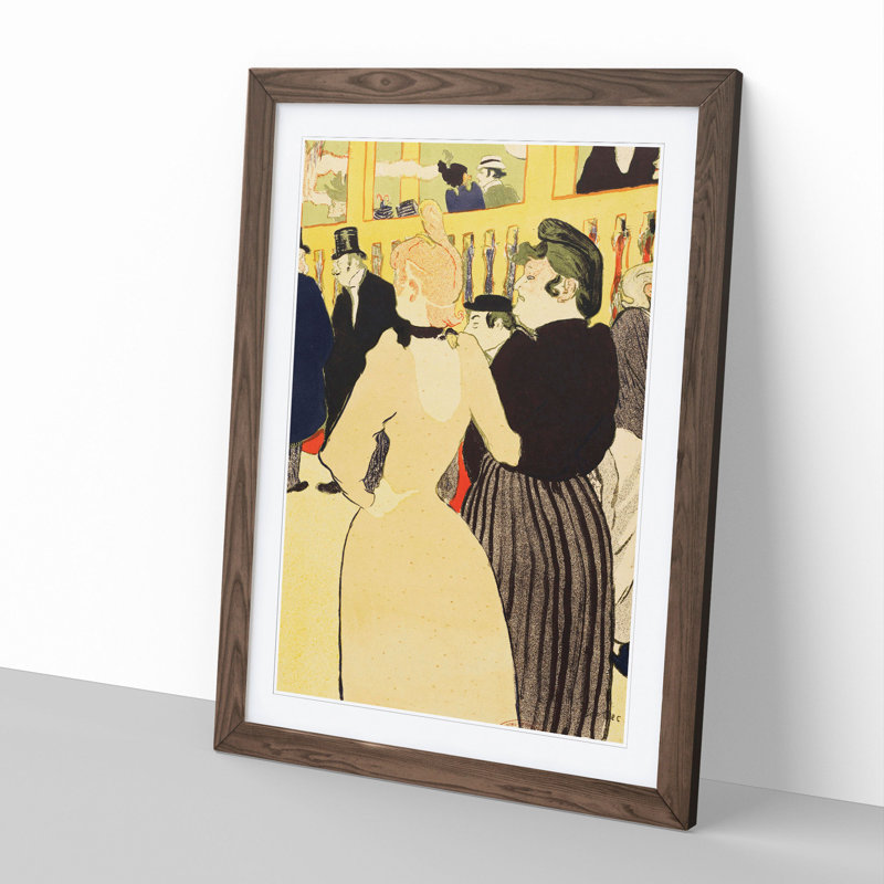 Two Women by Henri de Toulouse-Lautrec - Picture Frame Painting, Walnut Framed, 36cm H x 27cm W x 2cm D