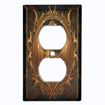 Couvercle de plaque d'interrupteur en métal; Bascule de dragon de taille standard US 4 - écusson du dragon