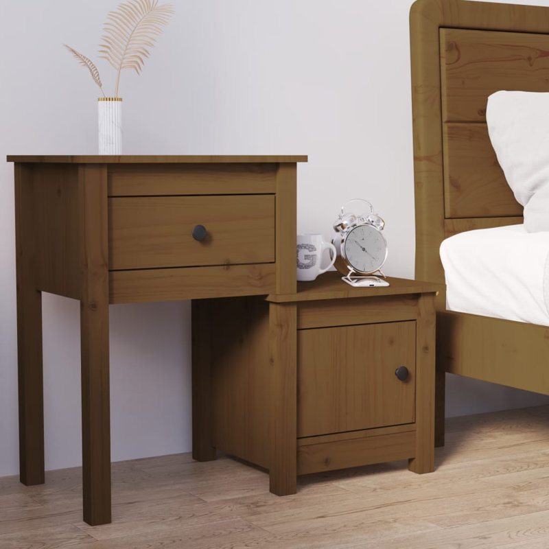 Bedside Cabinet 79,5x38x65,5 cm Solid Wood Pine, Honey Brown, Set of 2
