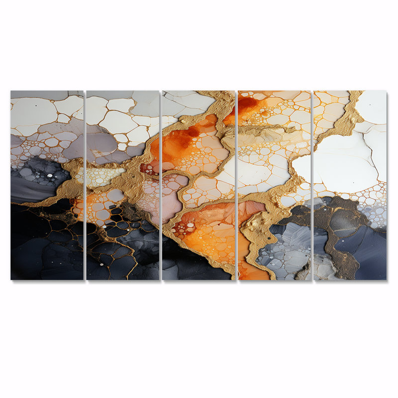 Ensemble d'art mural en marbre 5 pièces, H 28 po x l 60 po