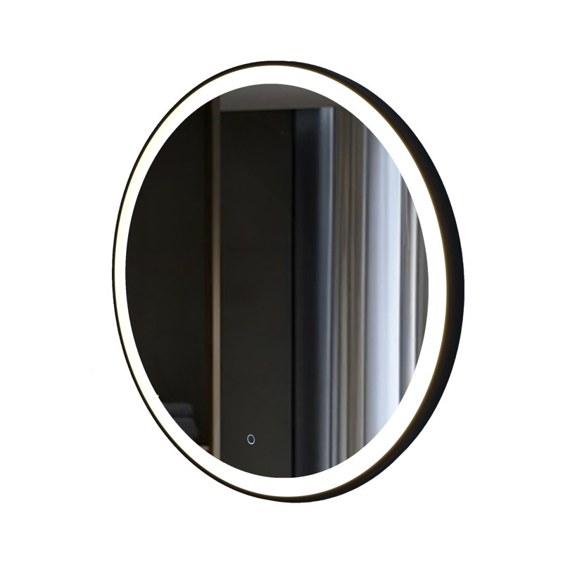 Miroir mural Jeng, Noir brossé, 36 po x 36 po