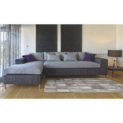 Area Cowhide Geometric Area Rug in Gray