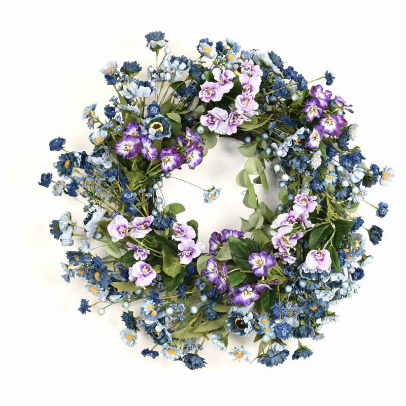 Couronne de porte 22 po, Mauve / Vert / Bleu
