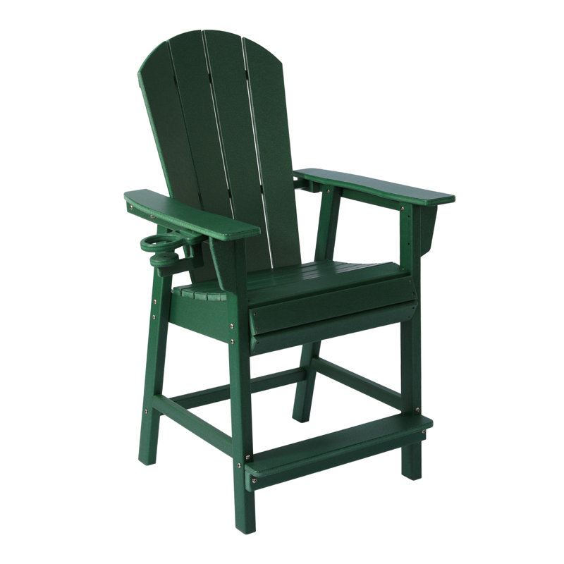 Chaise de comptoir Adirondack avec porte-gobelet, Green, 24.25"