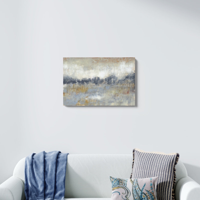 «Cool Grey Horizon II» par Jennifer Goldberger, reproduction d'art sur toile, H 12 po x l 18 po, Toile tendue, Sans cadre