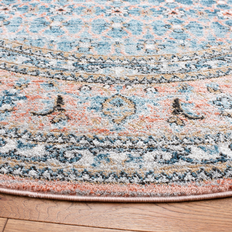 Tapis bleu / rose Kendleshire, Rond 6 pi 7 po