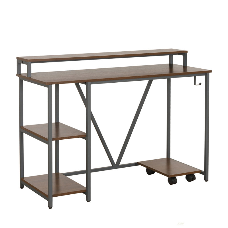 Techni Mobili Industrial Writing Desk(Desk), Walnut/Black