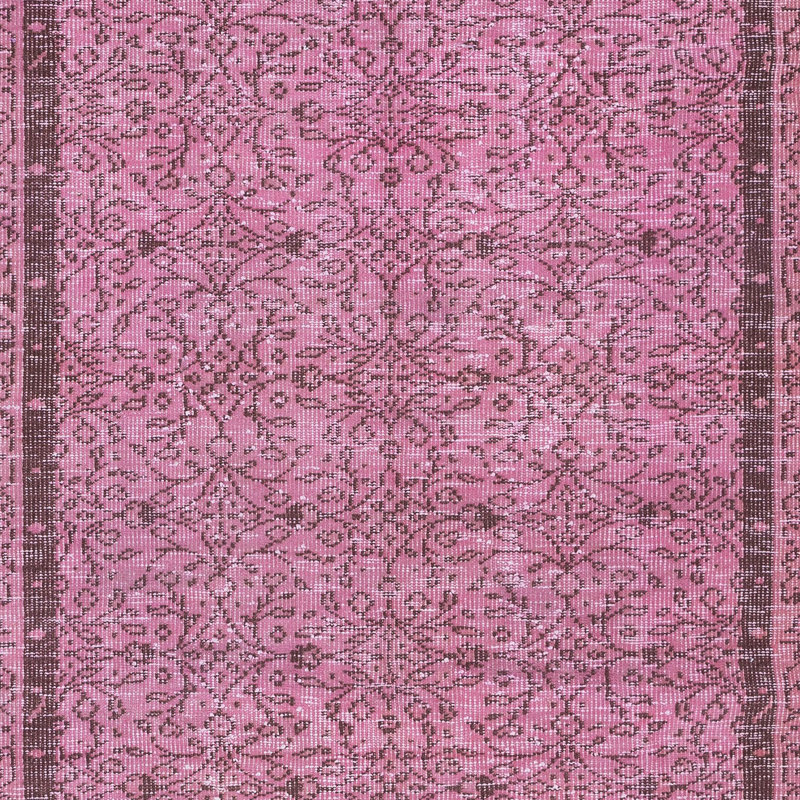 Tapis turc de 5,2 x 9 pi fabriqué à la main en laine rose clair et en coton moderne