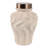 Contemporary Wavy Sculpted Jar With Metallic Lid - Decorative Tall Table Jar Prefect For Flowers And Home Decor Standalone Piece - Cream-1779291320