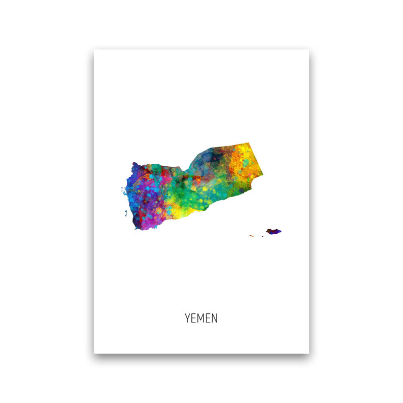 Yemen Watercolour Map by Michael Tompsett - Print, Unframed, 84cm H x 60cm W x 1cm D