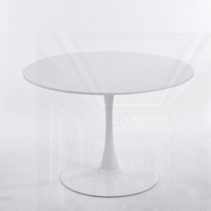 Table de salle à manger Mid-Century, Blanc, H 28,74 po x L 42,12 po x l 42,12 po