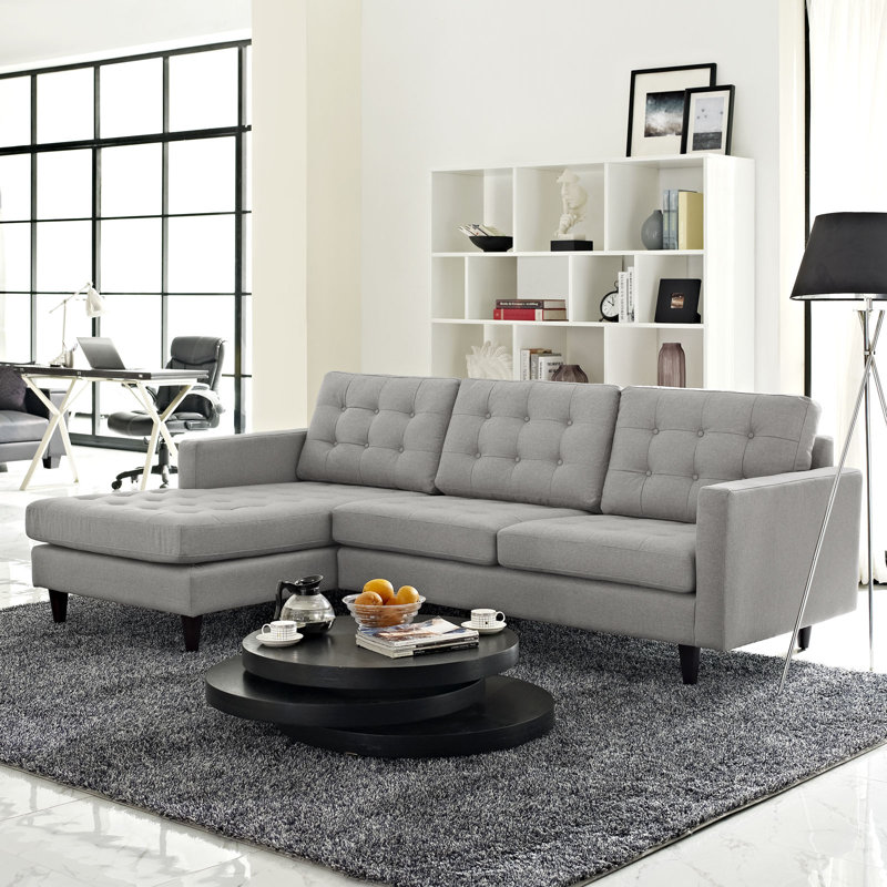 Modway Empress Sectional Sofa, Left Hand Facing, Teal Plainweave 100% Polyeste, 35.5" H x 99.5" W x 63.5" D